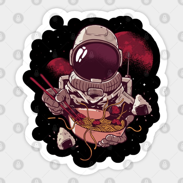 Astronaut eating ramen in a bowl Sticker by Dots & Patterns